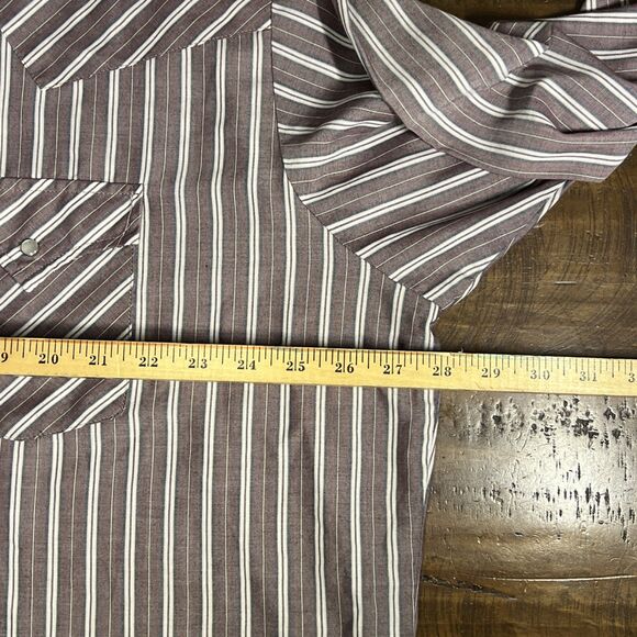 Ely Cattleman Mens 2XLT Tall Man Gray Striped Western Pearl Snap Long Sleeve - Picture 6 of 7